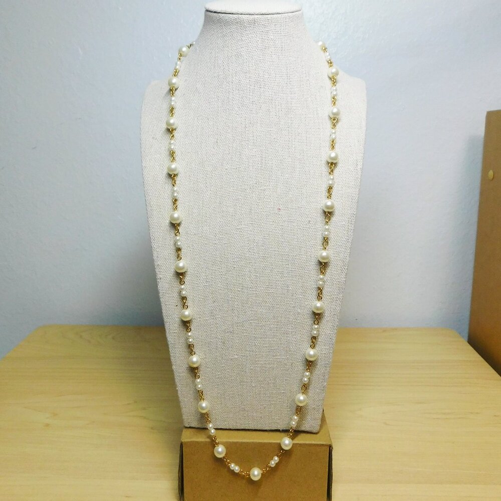 Napier - Gold Tone & Faux Pearl 30" Necklace